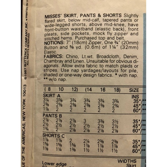 Butterick Pattern 4860 skirt pant capris sz 8 10 12 - Picture 5 of 8